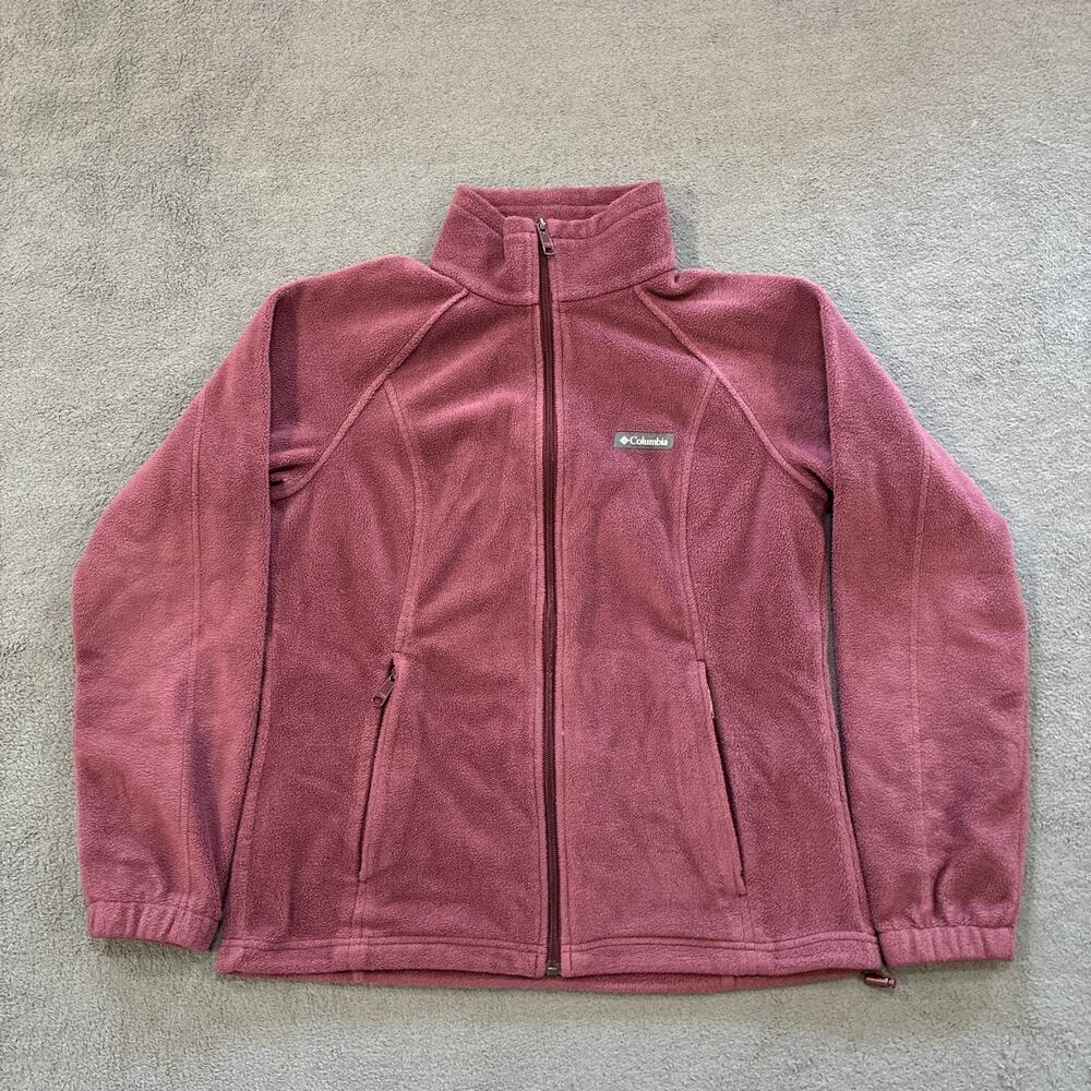 Columbia Mauve Red Full Zip Outdoor Casual Fleece Jacket Women's Size Medium